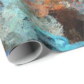 ティール（緑がかった色）および茶色のペンキの打撃の包装紙 ラッピングペーパー (ロールコーナー)