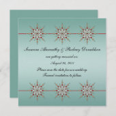 ティール(緑がかった色)および赤いオーナメントは日付を救います セーブザデート (正面/裏面)