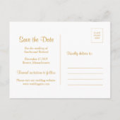 ティール（緑がかった色）および金ゴールドインディアンペイズリー日付の保存 案内ポストカード (裏面)