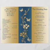 ティール（緑がかった色）および金ゴールドフローラ結婚式 プログラム (裏面)