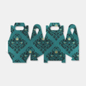 ティール（緑がかった色）および金ゴールドヴィンテージバラダマスク フェイバーボックス (折り畳みなし)