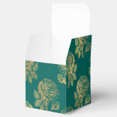 ティール（緑がかった色）および金ゴールドヴィンテージバラ フェイバーボックス (オープン)