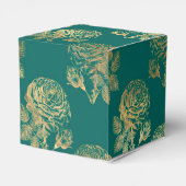 ティール（緑がかった色）および金ゴールドヴィンテージバラ フェイバーボックス (裏面サイド)