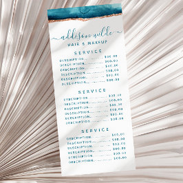 ティール（緑がかった色）および金ゴールド水彩ラックカード ラックカード