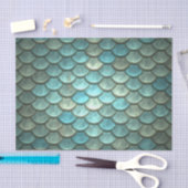 ティール（緑がかった色）および銀ではかりで測られる 薄葉紙 (クラフト)