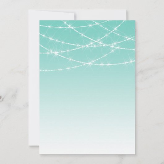 ティール（緑がかった色）および銀のグリッターの結婚式招待状 招待状 (裏面)