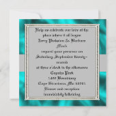 ティール（緑がかった色）および銀の結婚式招待状 招待状 (裏面)