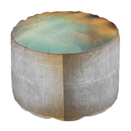 ティール（緑がかった色）および銅によって着色されたヴィンテージはPoufを設計しました プーフ