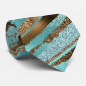 ティール(緑がかった色)および青銅のグリッターの輝やきの首のタイ ネクタイ (ロール)