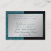 ティール（緑がかった色）および黒いキンセアニェラの披露宴カード エンクロージャーカード (裏面)