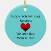 ティール(緑がかった色)および黒いシマウマの菓子16のオーナメント セラミックオーナメント (裏面)