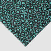 ティール(緑がかった色)および黒いヒョウのアニマルプリント 薄葉紙 (詳細)