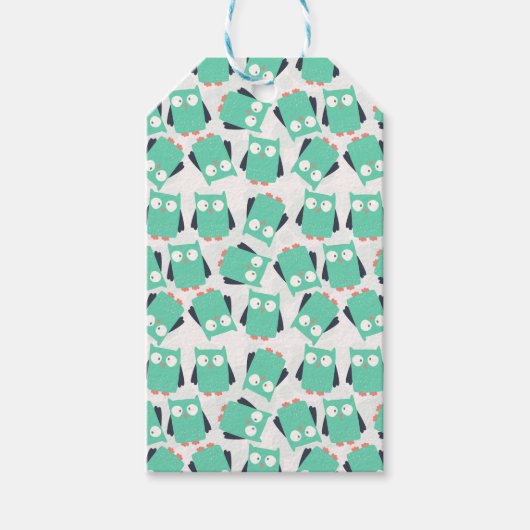 ティール(緑がかった色)お洒落フール ギフトタグ (正面)