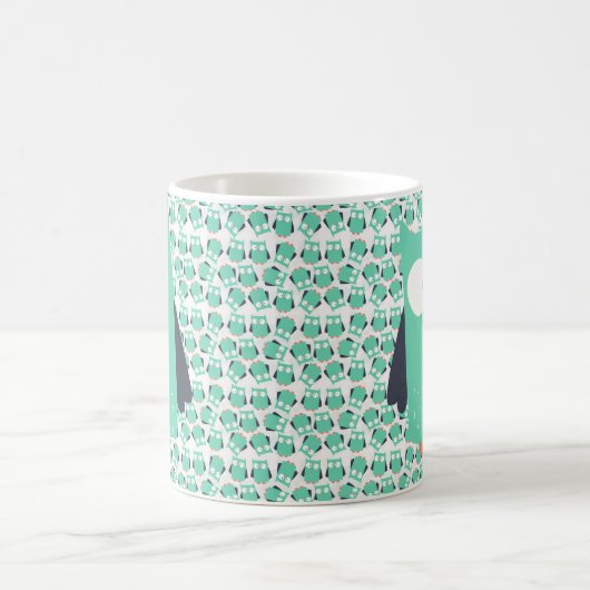 ティール(緑がかった色)お洒落フール コーヒーマグカップ (中央)