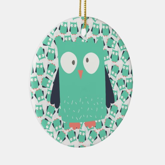 ティール(緑がかった色)お洒落フール セラミックオーナメント (右)