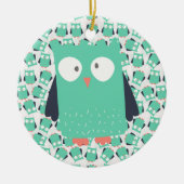 ティール(緑がかった色)お洒落フール セラミックオーナメント (正面)