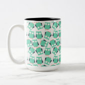 ティール(緑がかった色)お洒落フール ツートーンマグカップ (左)