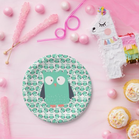 ティール(緑がかった色)お洒落フール ペーパープレート (パーティー)