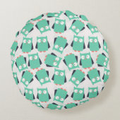 ティール(緑がかった色)お洒落フール ラウンドクッション (裏面)