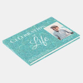 ティール（緑がかった色）お祝いオブライフ写真集 ゲストブック (コーナー)