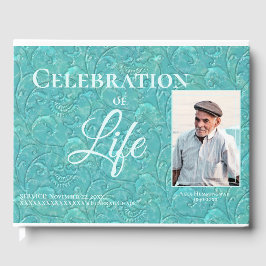 ティール（緑がかった色）お祝いオブライフ写真集 ゲストブック