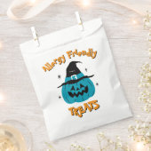 ティール(緑がかった色)かぼちゃアレルギフレンドリーングハロウィーンバッグ フェイバーバッグ (クリップ留めされた状態)