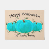 ティール(緑がかった色)かぼちゃプロジェクト ドアマット (正面)