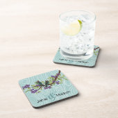 ティール（緑がかった色）かわいい愛鳥が木に座る|過去記事 コースター (右側)