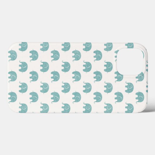 ティール(緑がかった色)かわいい象のパターン Case-Mate iPhoneケース (裏面 (横))