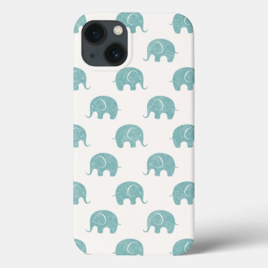 ティール(緑がかった色)かわいい象のパターン Case-Mate iPhoneケース (裏面)