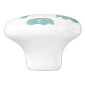 ティール(緑がかった色)かわいい象パターン セラミックノブ (側面)