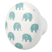 ティール(緑がかった色)かわいい象パターン セラミックノブ (右)