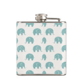 ティール（緑がかった色）かわいい象パターン フラスク (裏面)