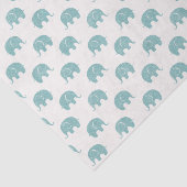 ティール（緑がかった色）かわいい象パターン 薄葉紙 (詳細)