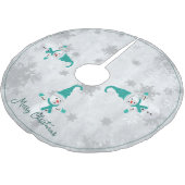 ティール(緑がかった色)かわいい雪だるまツリースカート ブラッシュドポリエステルツリースカート (アングル)