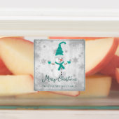 ティール(緑がかった色)かわいい雪だるまホリデーベーキングラベル ラベル (貼付)