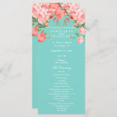 ティール（緑がかった色）かわいらしとサンゴフローラデザイン – プログラム (正面/裏面)