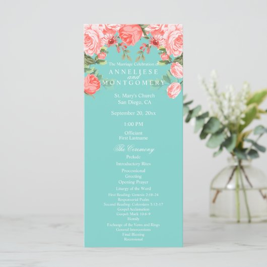 ティール（緑がかった色）かわいらしとサンゴフローラデザイン – プログラム (スタンド正面)