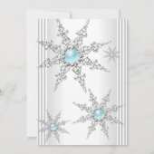 ティール（緑がかった色）かわいらしウィンターワンダーランドバースデーパーティー2 招待状 (裏面)