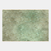 ティール(緑がかった色)かわいらしグリーンウォーター色金ゴールドクリスマスツリー ラッピングペーパーシート (正面2)