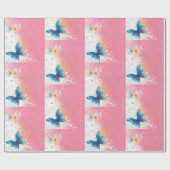 ティール（緑がかった色）&かわいらしピンクバターリーラッピング紙 ラッピングペーパー (フラット)