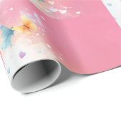 ティール（緑がかった色）&かわいらしピンクバターリーラッピング紙 ラッピングペーパー (ロールコーナー)