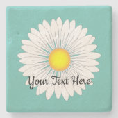 ティール（緑がかった色）かわいらしリトルデイジー石灰岩 ストーンコースター (正面)