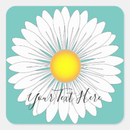 ティール（緑がかった色）かわいらしリトルデイジー スクエアシール