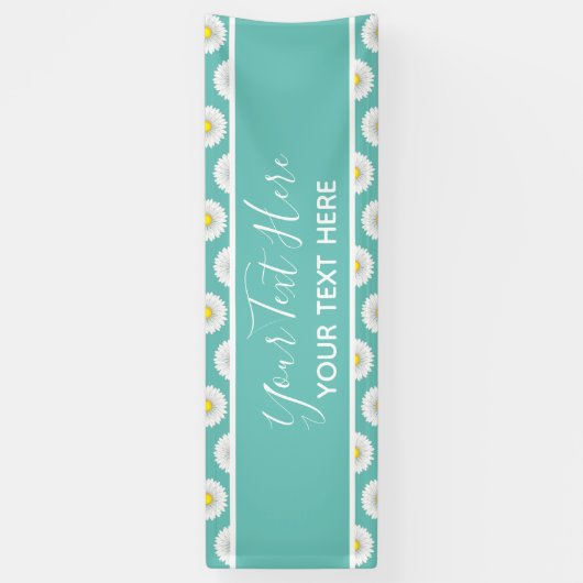 ティール(緑がかった色)かわいらしリトルデイジー 横断幕 (縦)