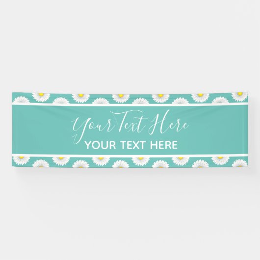 ティール（緑がかった色）かわいらしリトルデイジー 横断幕 (横)