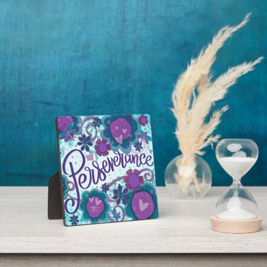 ティール（緑がかった色）かわいらし忍耐カスタムフローラ フォトプラーク (インサイチュ)