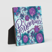 ティール（緑がかった色）かわいらし忍耐カスタムフローラ フォトプラーク (正面)