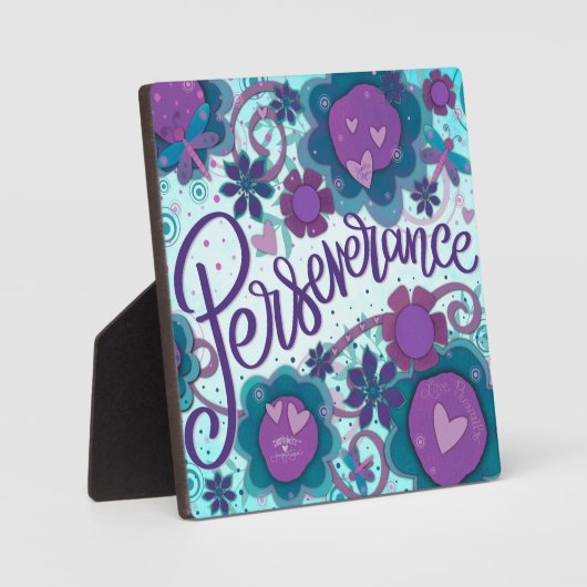 ティール（緑がかった色）かわいらし忍耐カスタムフローラ フォトプラーク (正面)