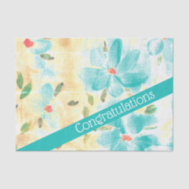 ティール（緑がかった色）かわいらし花おめでとう 薄葉紙